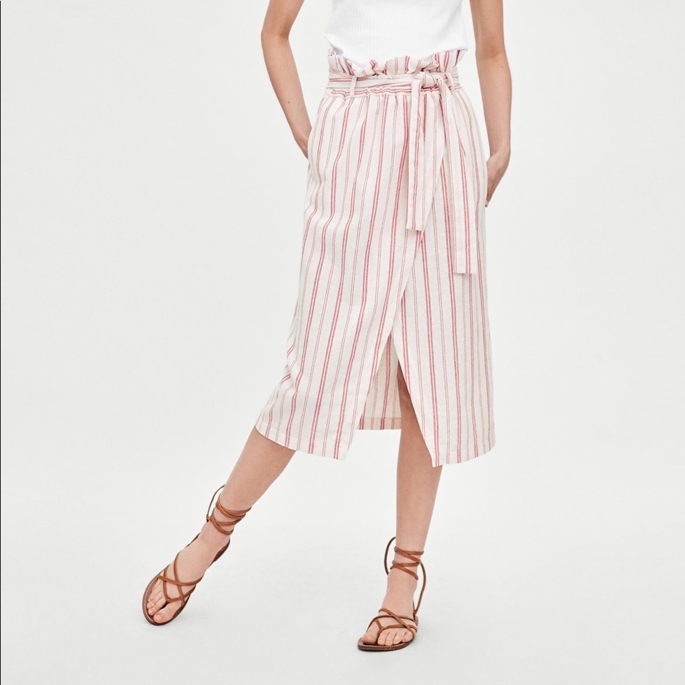 Zara Rustic Striped Midi Skirt - Picture 2 of 3